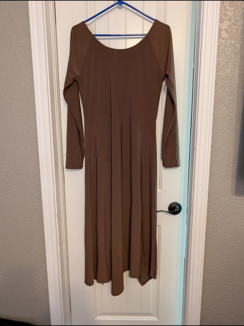 Aritzia Wilfred Nuage Dress Brown Asymmetrical Midi Long Sleeve Size Large - Picture 10 of 16